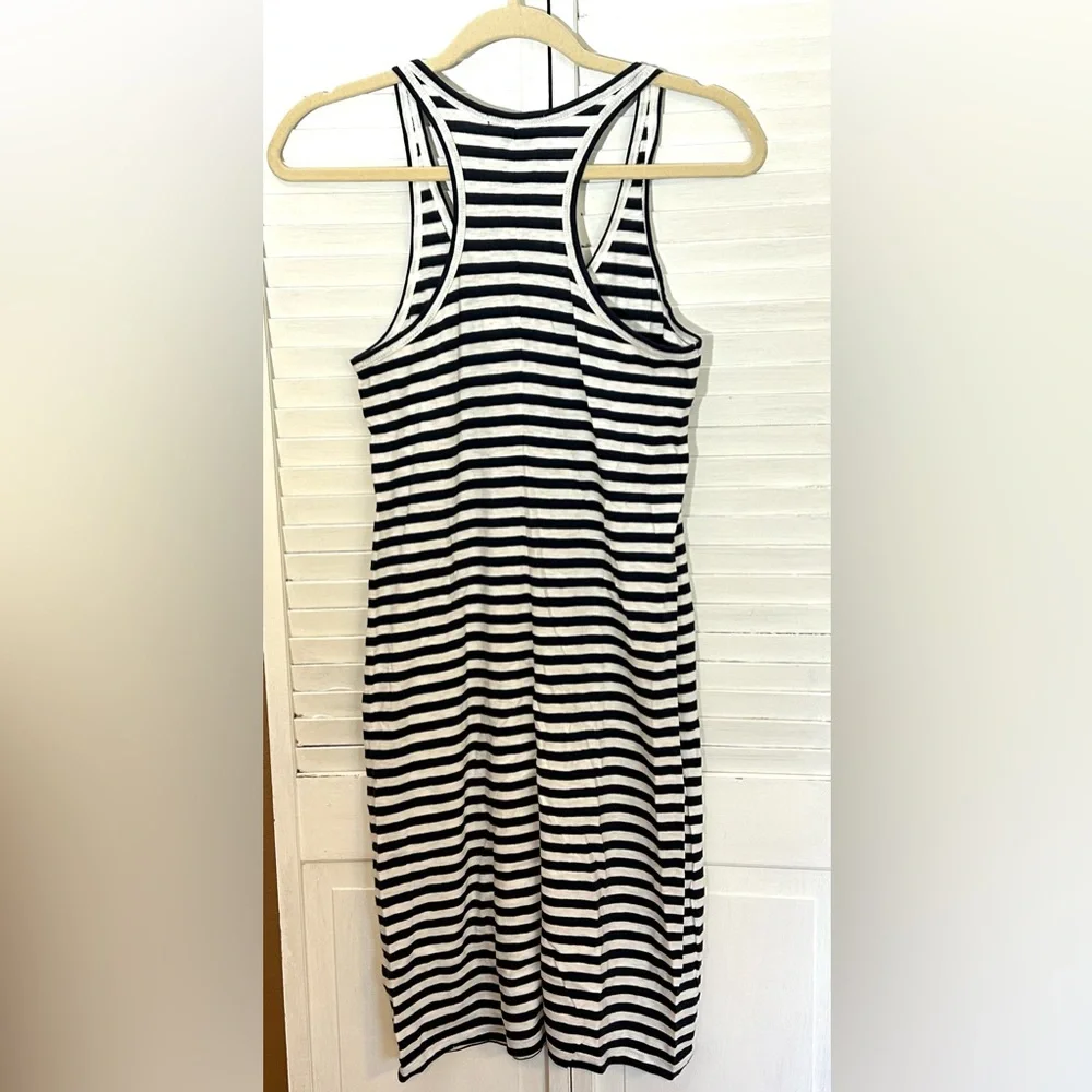 J Crew Size XS Racerback 100% cotton tank dress in navy stripe Womens NWT